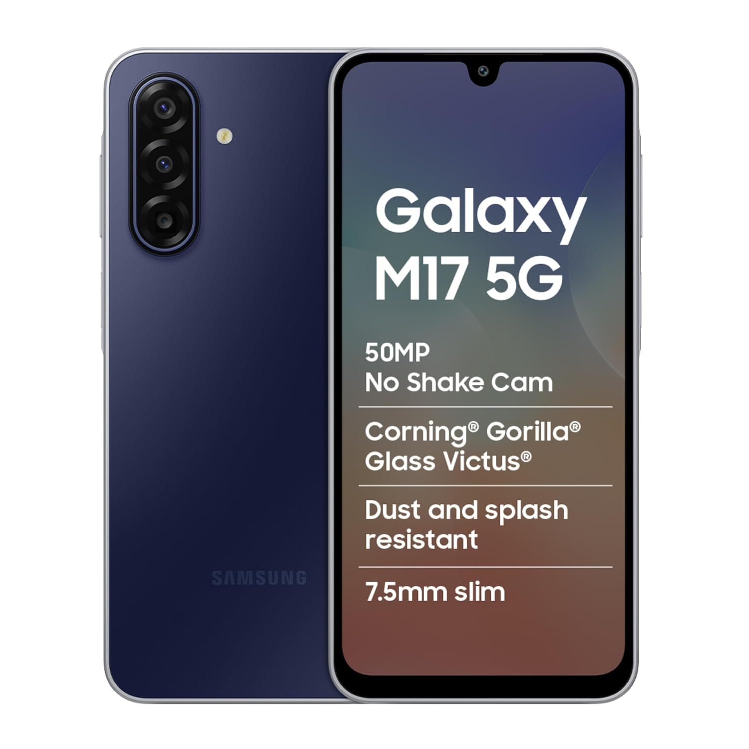 Samsung Galaxy M17 5G Mobile (Sapphire Black, 6GB RAM, 128GB Storage) | 50MP OIS Triple Camera | Super AMOLED Display | Gorilla Glass Victus | 6 Gen OS Upgrades | Knox Security | AI